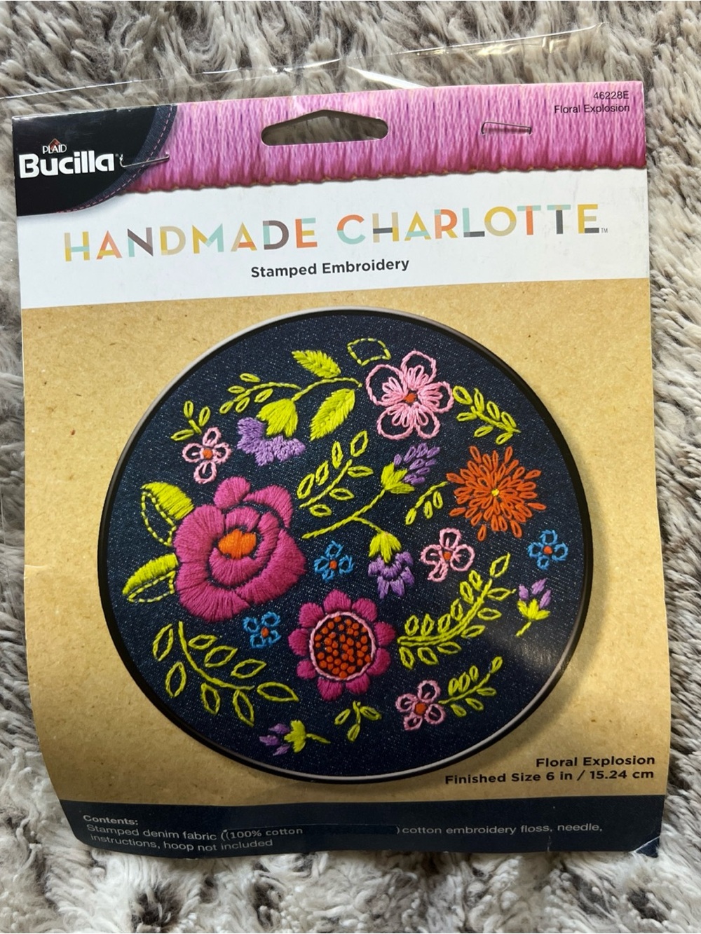 Bucilla 2016 Handmade Charlotte Stamped Embroidery Kit NIP Floral Explosion
